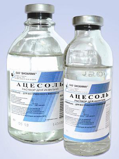 Ацесоль – препарат, применяемый при интоксикации и дегидрации