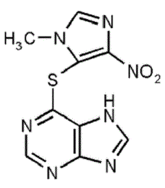 Формула Азатиоприна - C9H7N7O2S